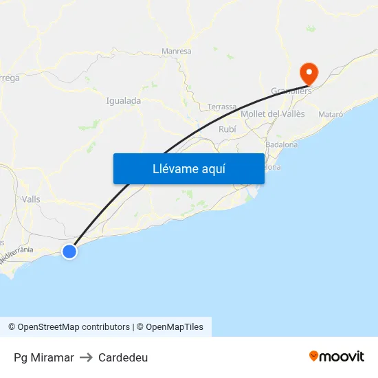 Pg Miramar to Cardedeu map