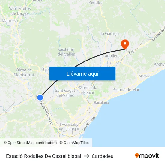 Estació Rodalies De Castellbisbal to Cardedeu map