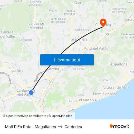 Molí D'En Rata - Magallanes to Cardedeu map