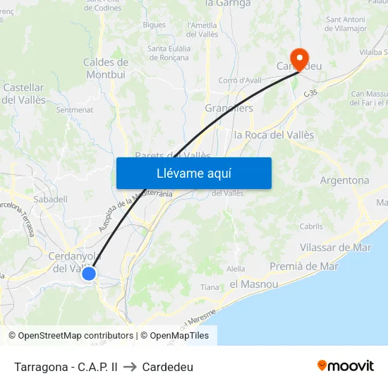 C.A.P. Cerdanyola-Ripollet to Cardedeu map