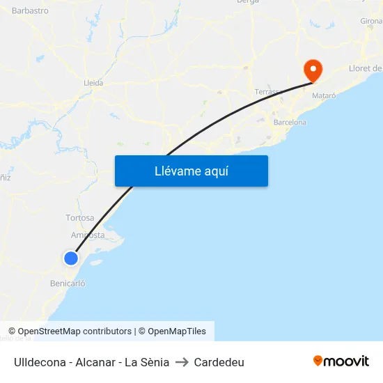 Ulldecona - Alcanar - La Sènia to Cardedeu map