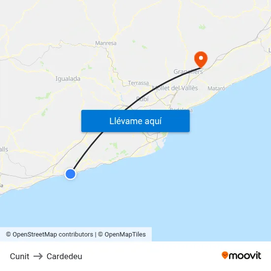Cunit to Cardedeu map