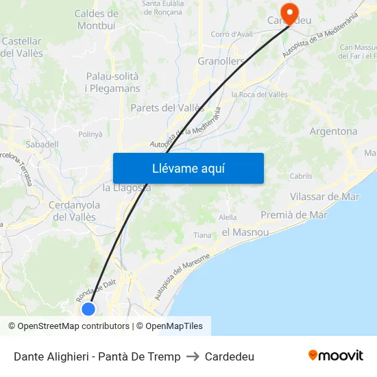 Dante Alighieri - Pantà De Tremp to Cardedeu map