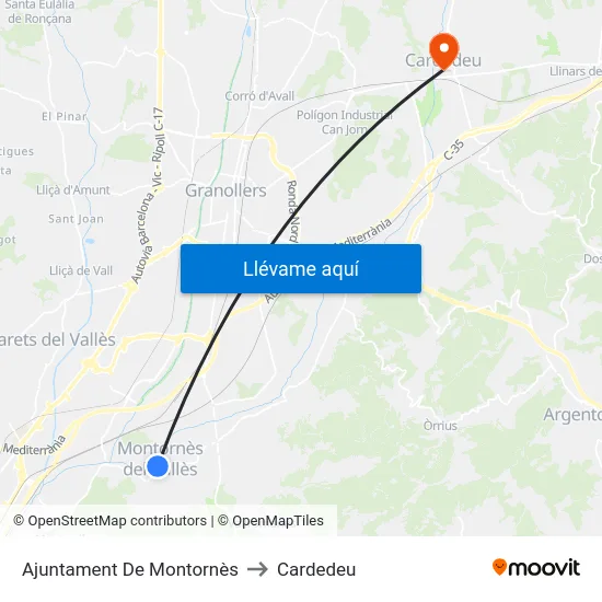 Ajuntament De Montornès to Cardedeu map