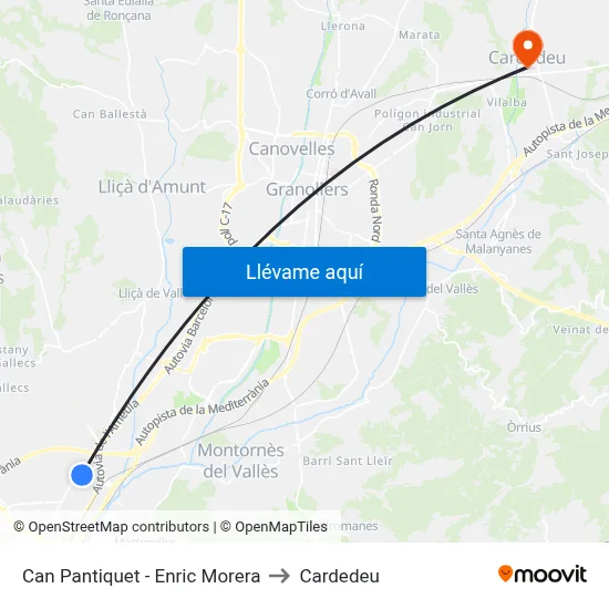 Can Pantiquet - Enric Morera to Cardedeu map
