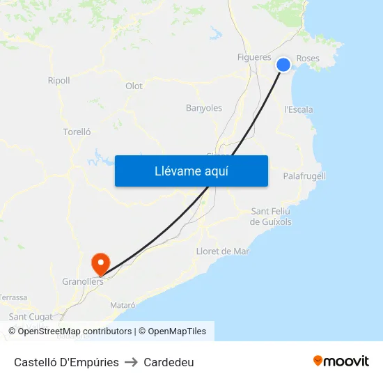 Castelló D'Empúries to Cardedeu map