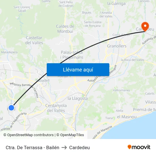 Ctra. De Terrassa - Bailén to Cardedeu map