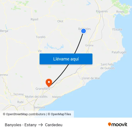 Banyoles - Estany to Cardedeu map
