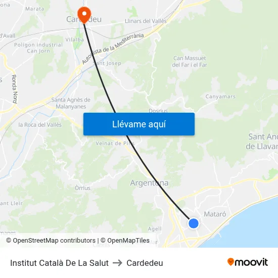 Institut Català De La Salut to Cardedeu map