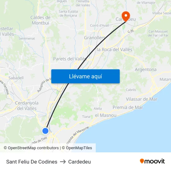 Sant Feliu De Codines to Cardedeu map