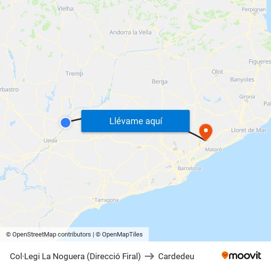 Col·Legi La Noguera (Direcció Firal) to Cardedeu map