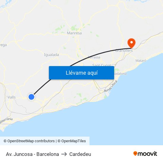 Av. Juncosa - Barcelona to Cardedeu map