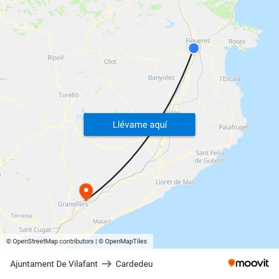 Ajuntament De Vilafant to Cardedeu map
