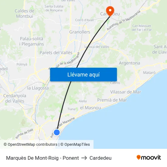 Marquès De Mont-Roig - Ponent to Cardedeu map