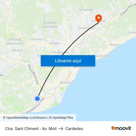 Ctra. Sant Climent - Av. Molí to Cardedeu map