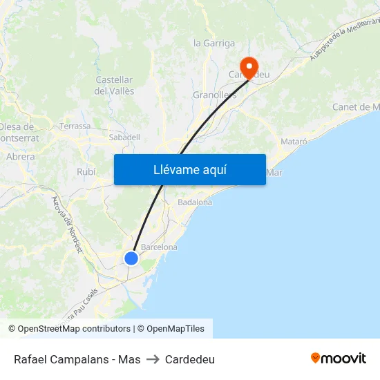 Rafael Campalans - Mas to Cardedeu map