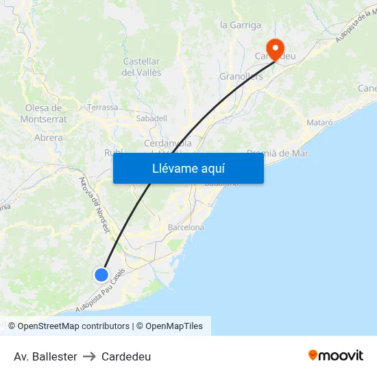 Av. Ballester to Cardedeu map