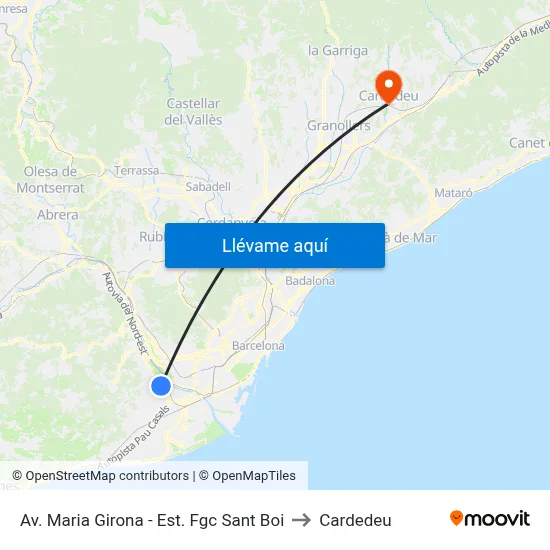 Av. Maria Girona - Est. Fgc Sant Boi to Cardedeu map