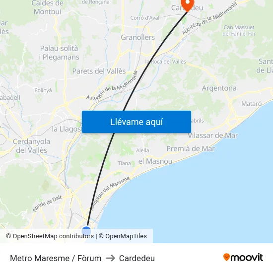 Metro Maresme / Fòrum to Cardedeu map