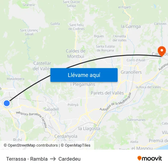 Terrassa - Rambla to Cardedeu map