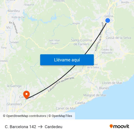 C. Barcelona  142 to Cardedeu map