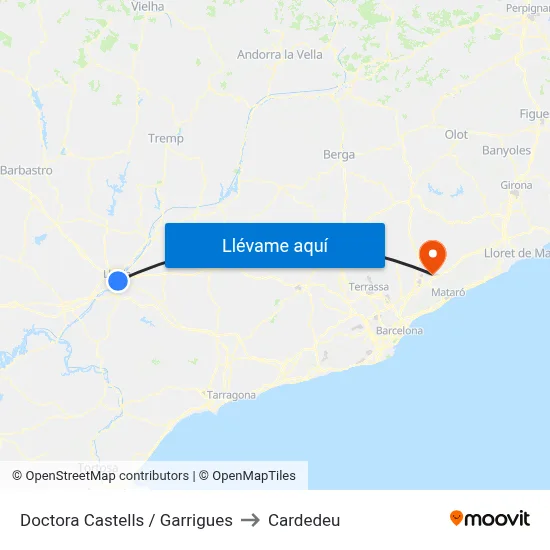Doctora Castells / Garrigues to Cardedeu map