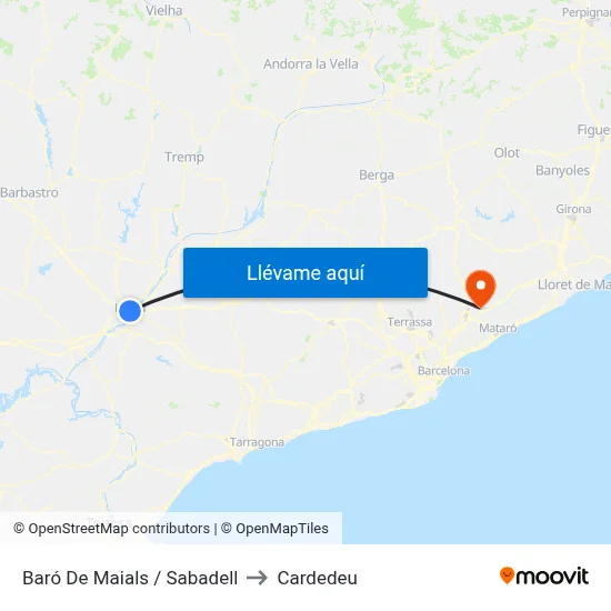 Baró De Maials / Sabadell to Cardedeu map