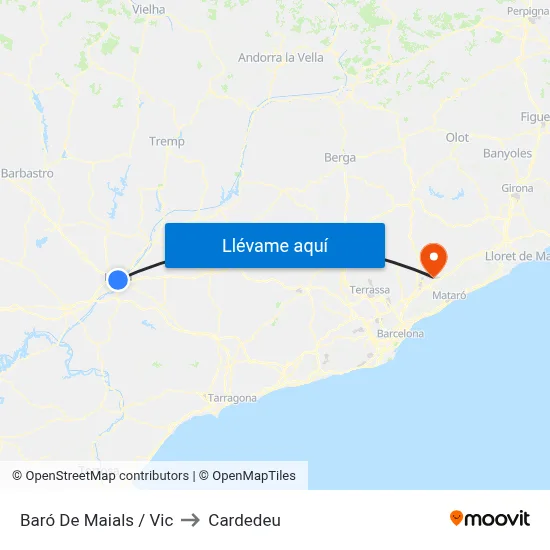 Baró De Maials / Vic to Cardedeu map