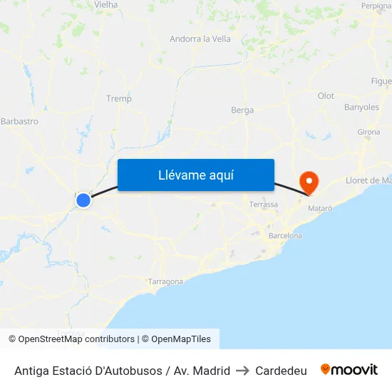 Antiga Estació D'Autobusos / Av. Madrid to Cardedeu map