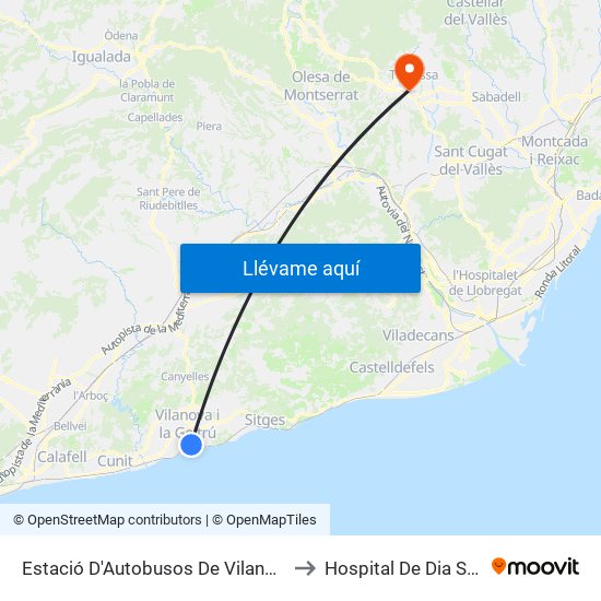 Estació D'Autobusos De Vilanova I La Geltrú to Hospital De Dia Sant Jordi map