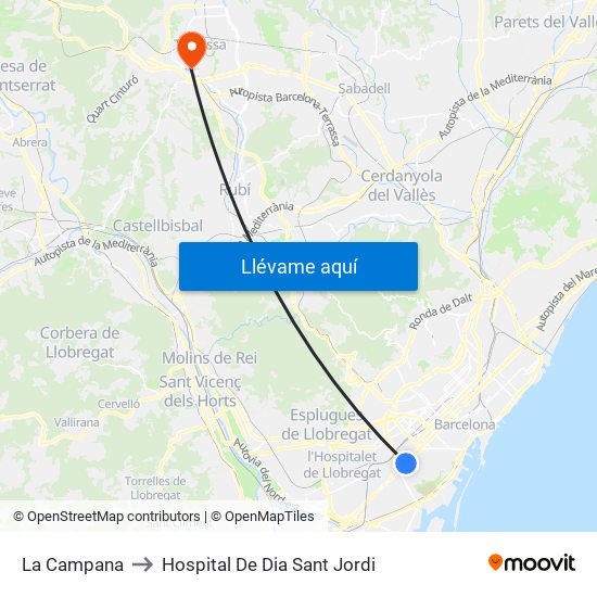 La Campana to Hospital De Dia Sant Jordi map