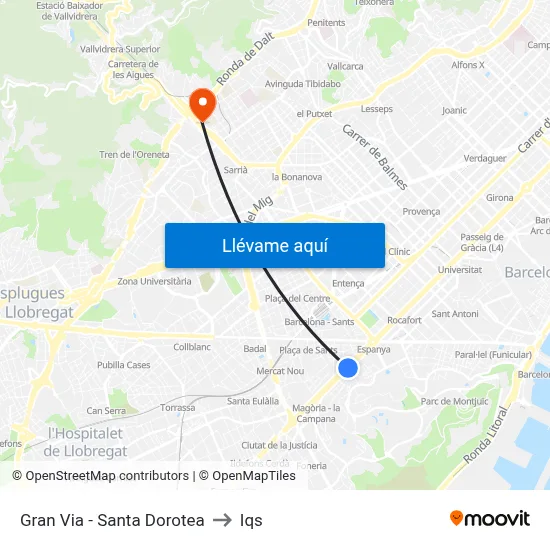 Gran Via - Santa Dorotea to Iqs map