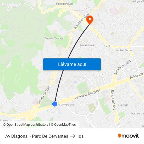 Av Diagonal - Parc De Cervantes to Iqs map