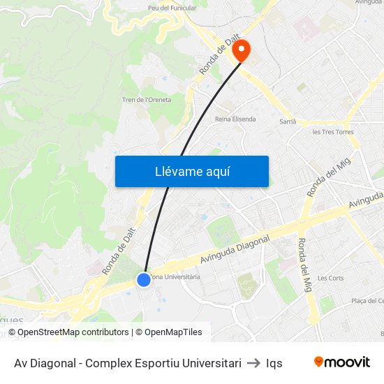 Av Diagonal - Complex Esportiu Universitari to Iqs map