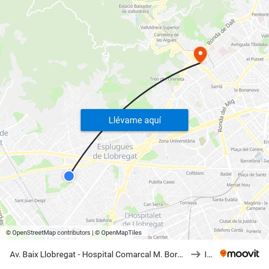 Av. Baix Llobregat - Hospital Comarcal M. Borggi to Iqs map
