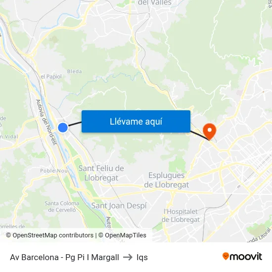 Av Barcelona - Pg Pi I Margall to Iqs map