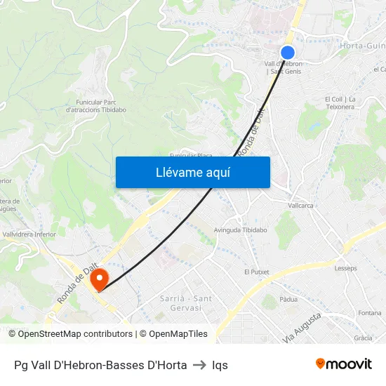 Pg Vall D'Hebron-Basses D'Horta to Iqs map