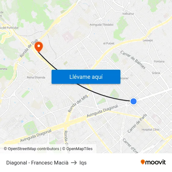 Diagonal - Francesc Macià to Iqs map