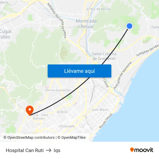 Hospital Can Ruti to Iqs map