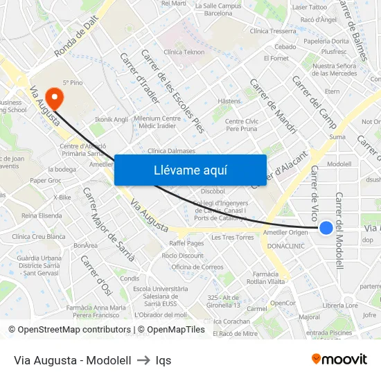 Via Augusta - Modolell to Iqs map
