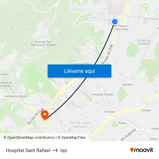 Hospital Sant Rafael to Iqs map