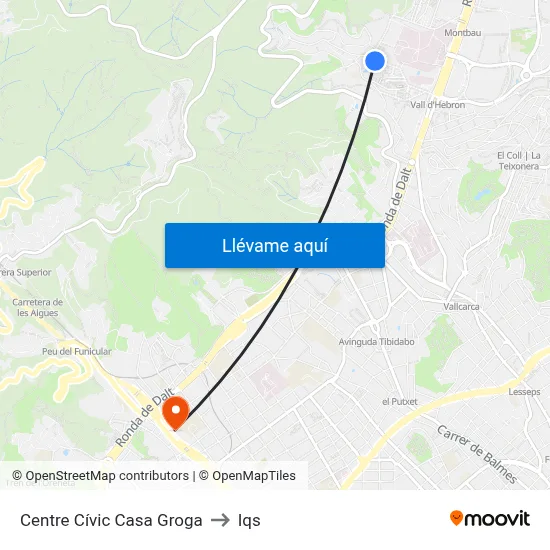 Centre Cívic Casa Groga to Iqs map