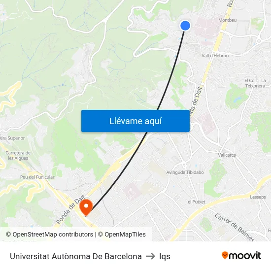 Universitat Autònoma De Barcelona to Iqs map