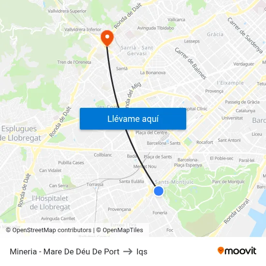 Mineria - Mare De Déu De Port to Iqs map