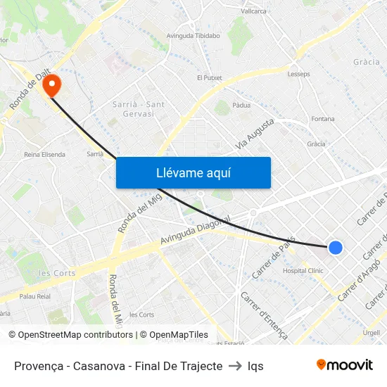 Provença - Casanova - Final De Trajecte to Iqs map