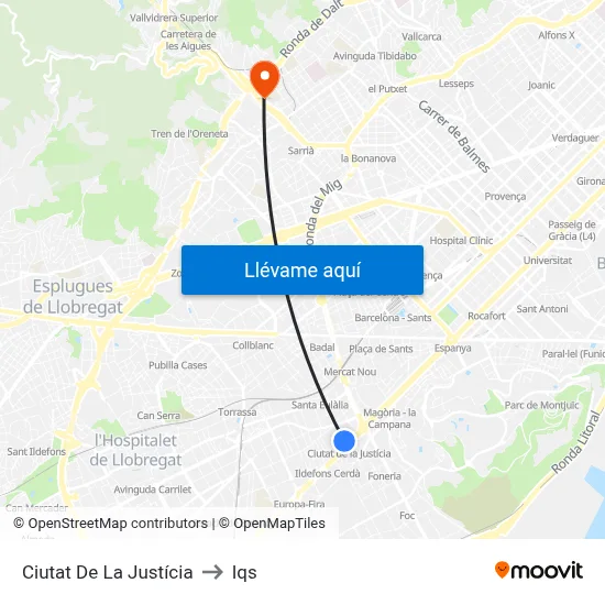 Ciutat De La Justícia to Iqs map