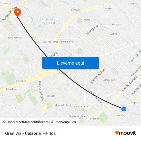 Gran Via - Calàbria to Iqs map