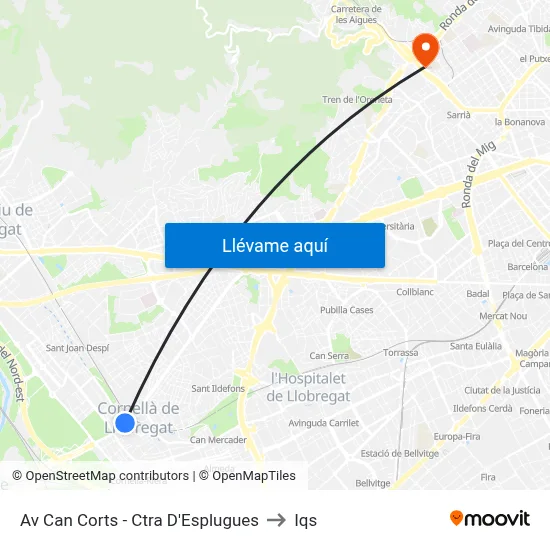 Av Can Corts - Ctra D'Esplugues to Iqs map