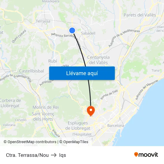 Ctra. Terrassa/Nou to Iqs map