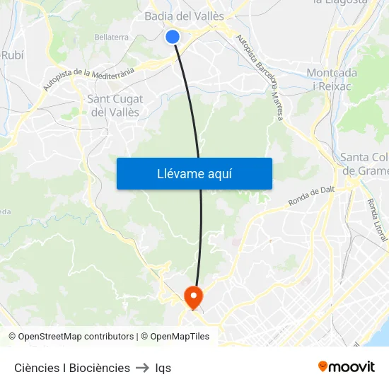 Ciències - Biociències to Iqs map